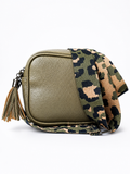 Bandolera Verde Oliva con Correa Animal Print